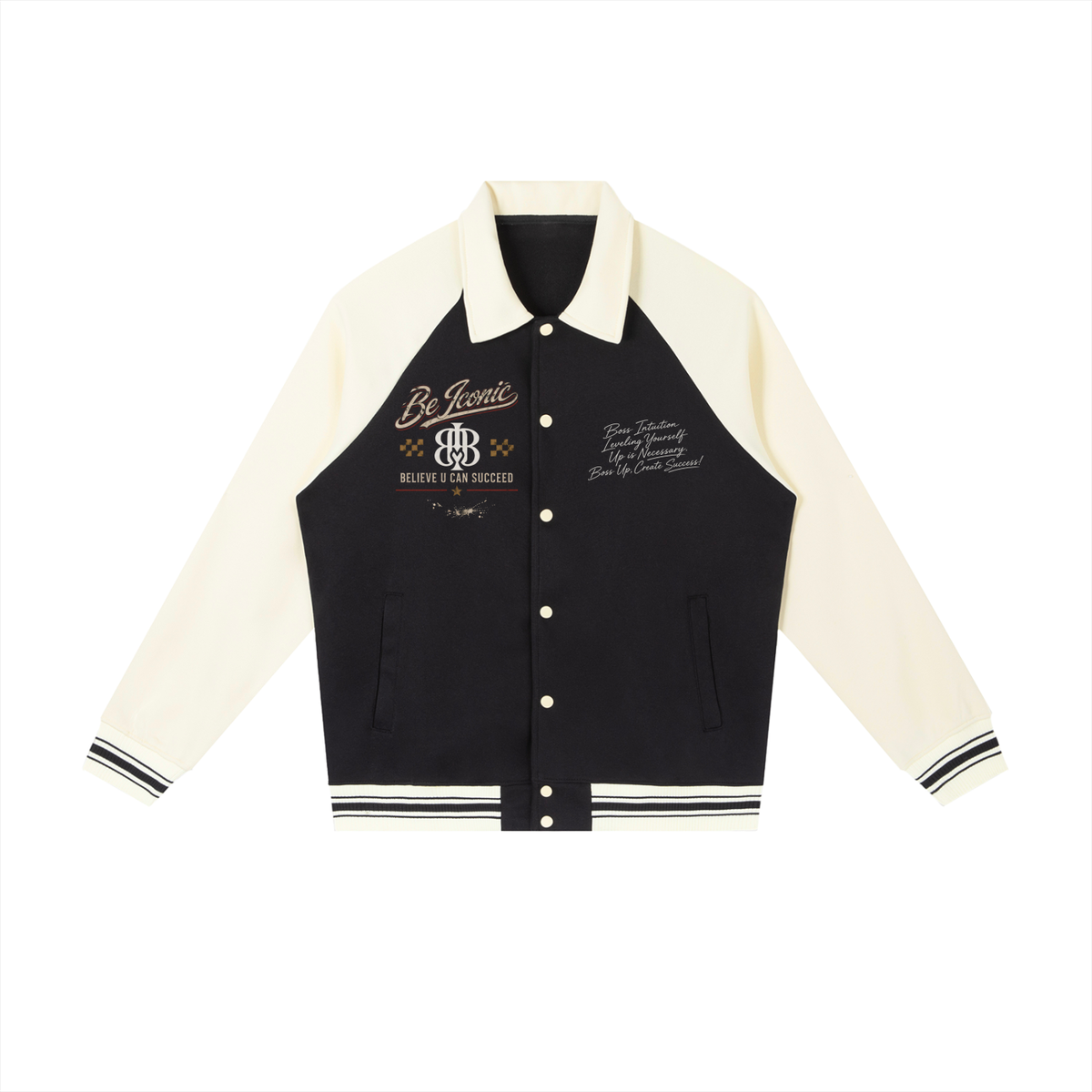 Contrast Raglan Sleeve Baseball Jacket