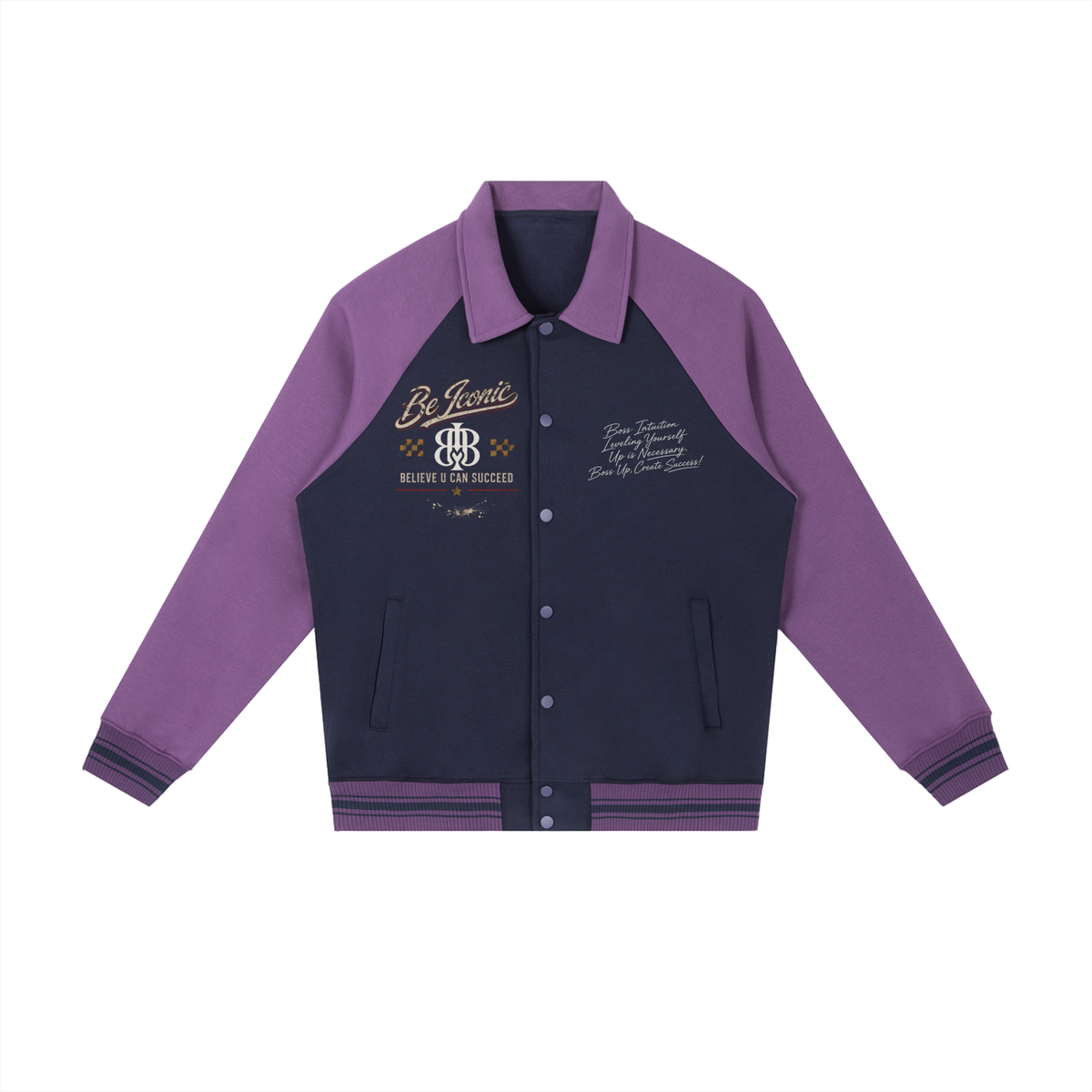 Contrast Raglan Sleeve Baseball Jacket