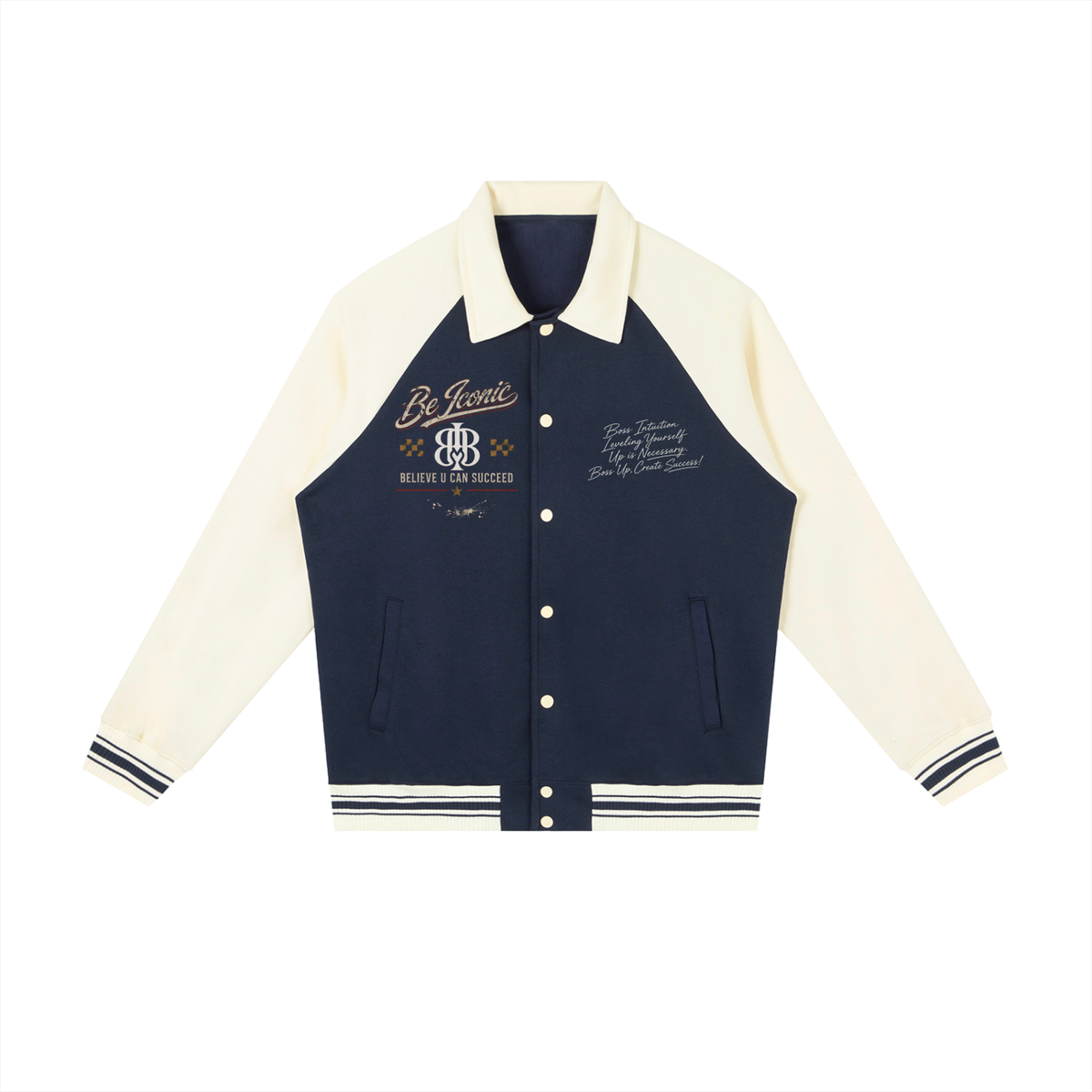 Contrast Raglan Sleeve Baseball Jacket