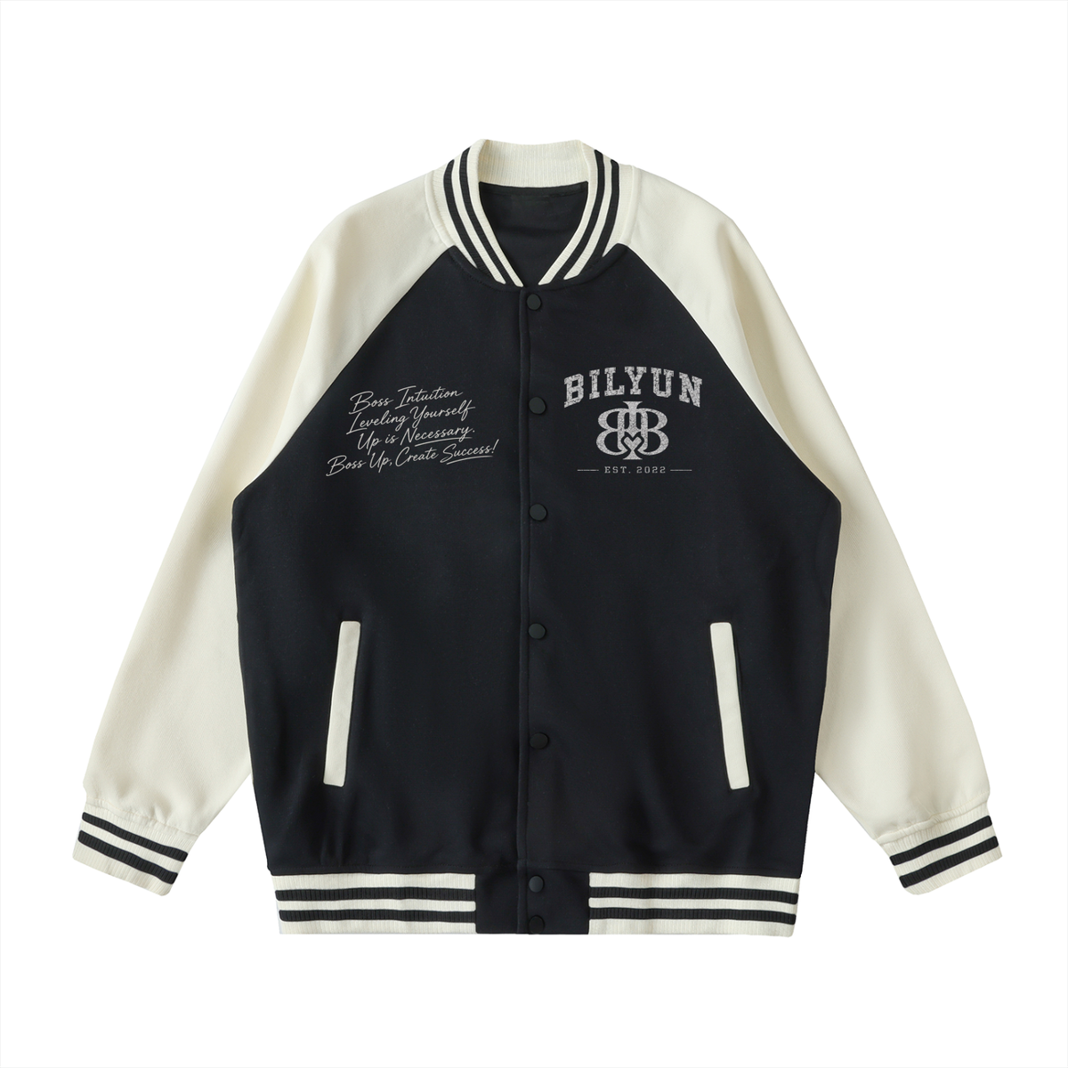 Two Tone Raglan Sleeve Varsity Jacket