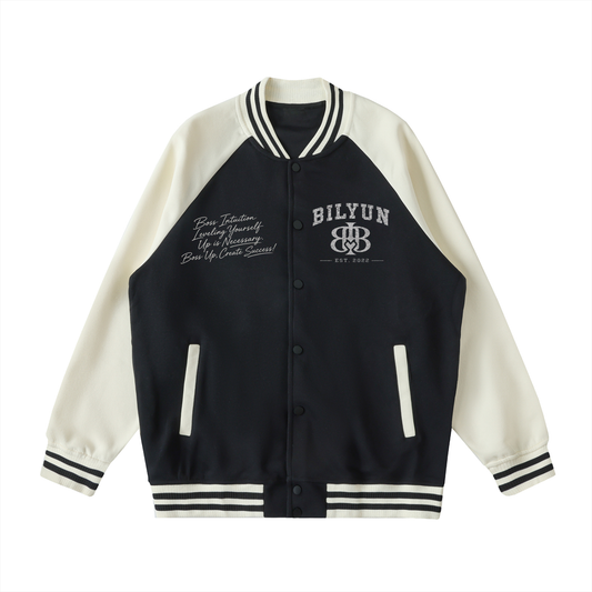 Two Tone Raglan Sleeve Varsity Jacket