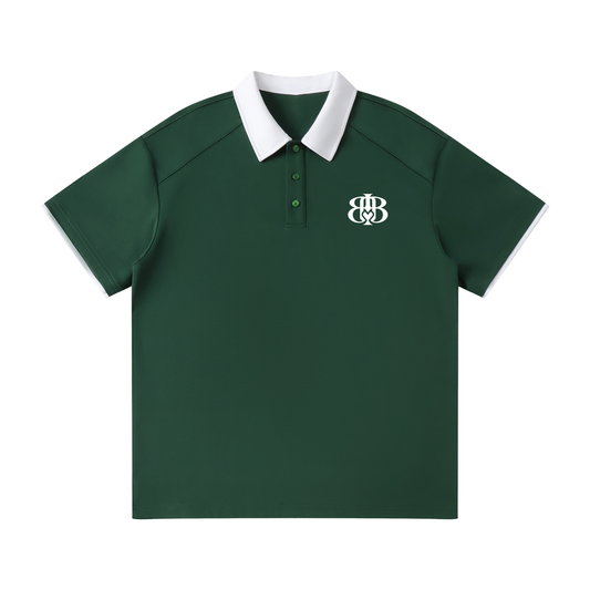 Contrast Collar Raglan Polo Shirt