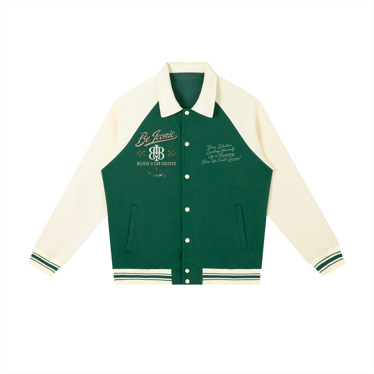 Contrast Raglan Sleeve Baseball Jacket