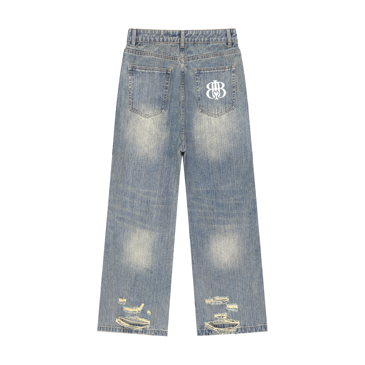 Vintage Wash Distressed Denim Jeans