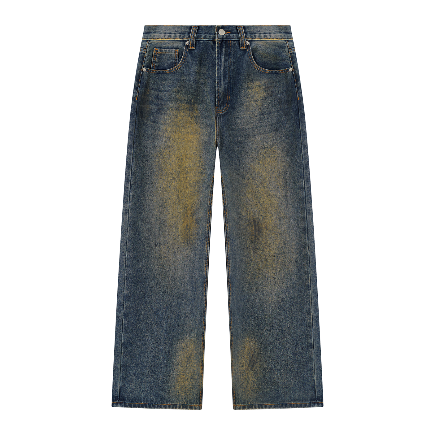 Men's Vintage Wash Wide Leg Denim Jeans