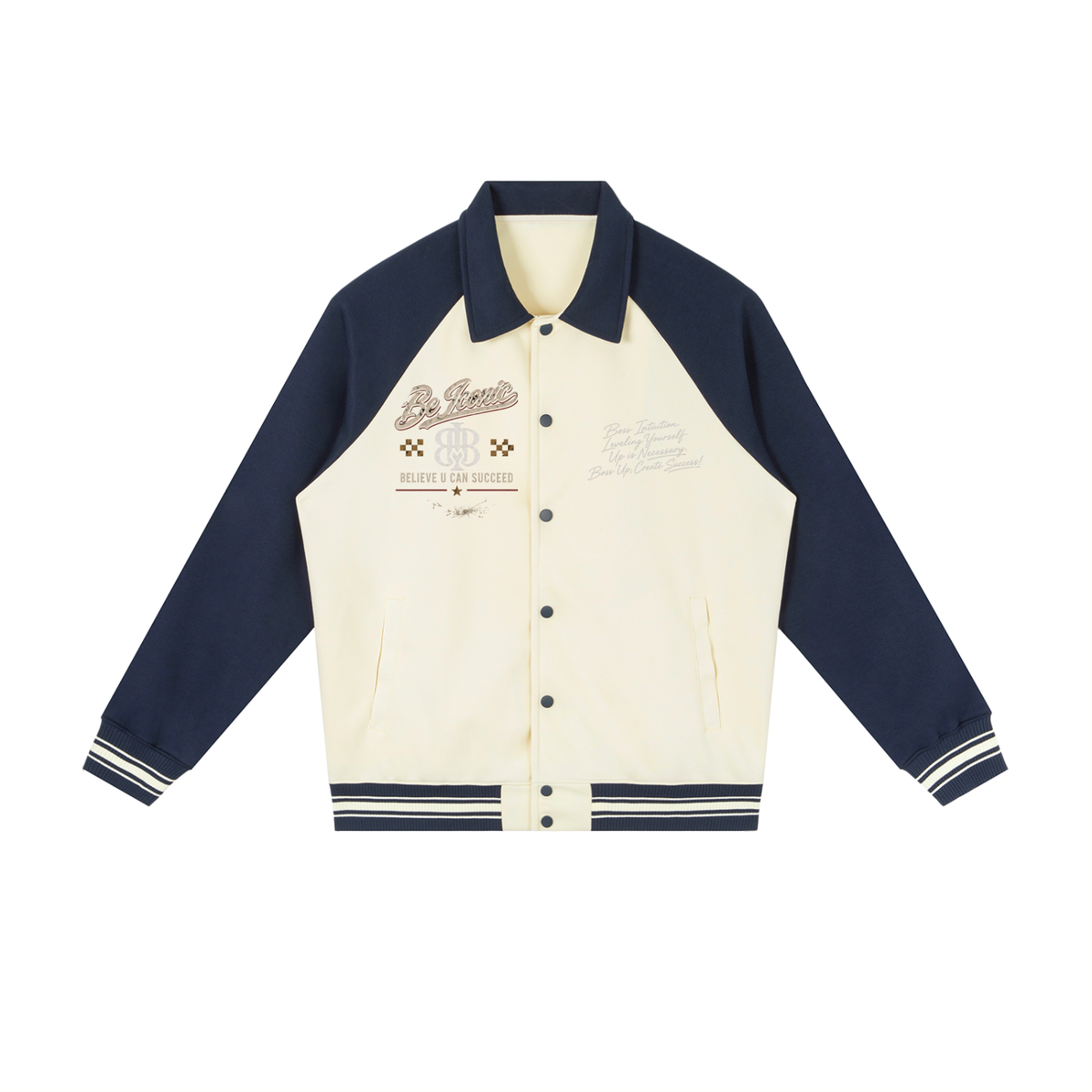Contrast Raglan Sleeve Baseball Jacket