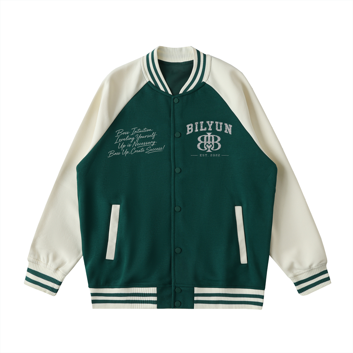 Two Tone Raglan Sleeve Varsity Jacket